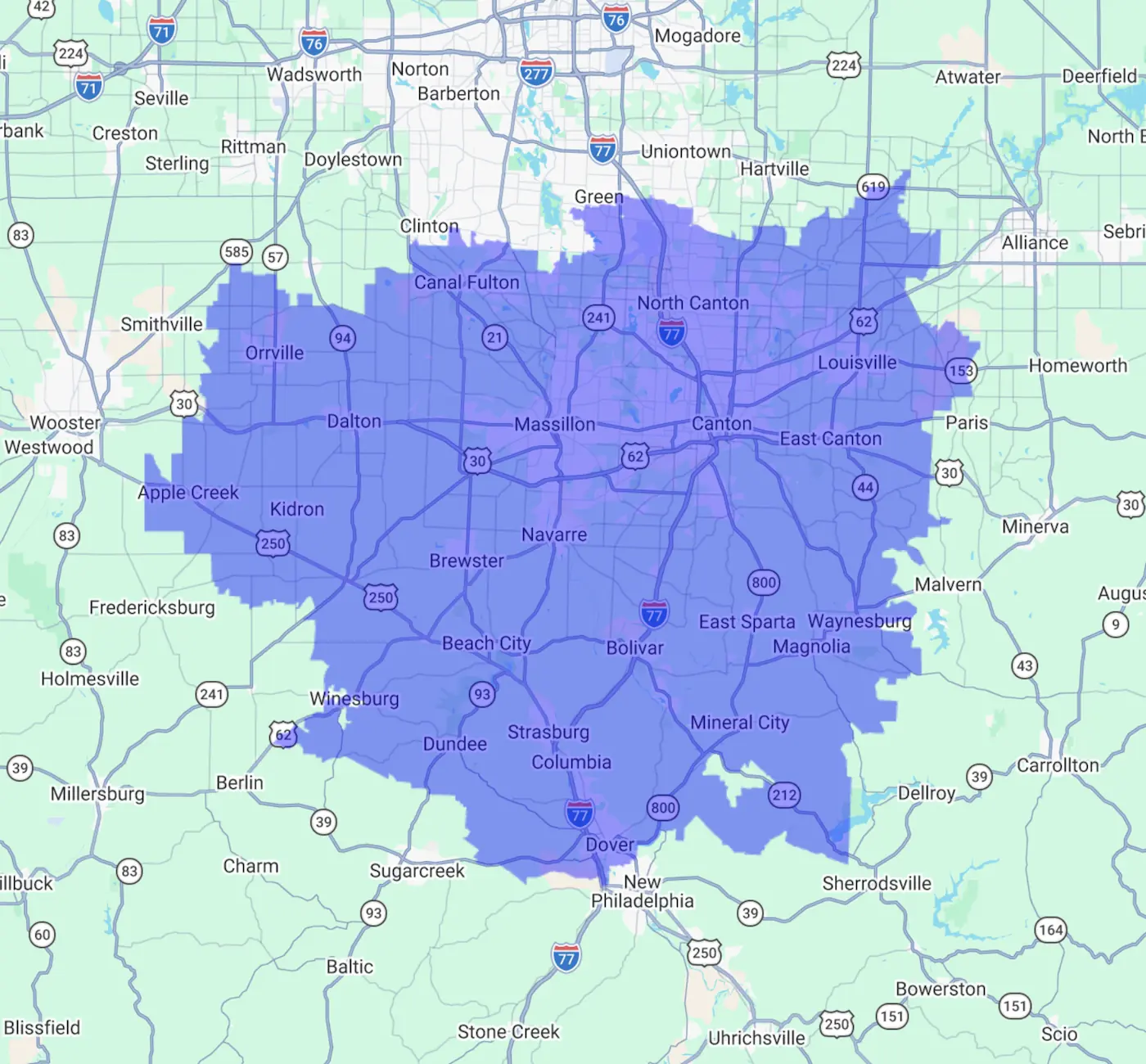 Service area of Trinity Pools: [exp_sep_target_area]